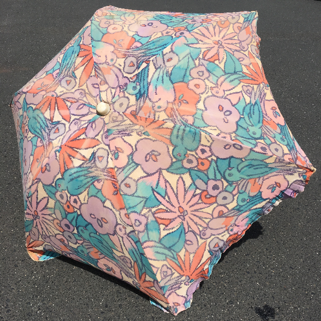 UMBRELLA, Beach - 1980s Floral, Mauve